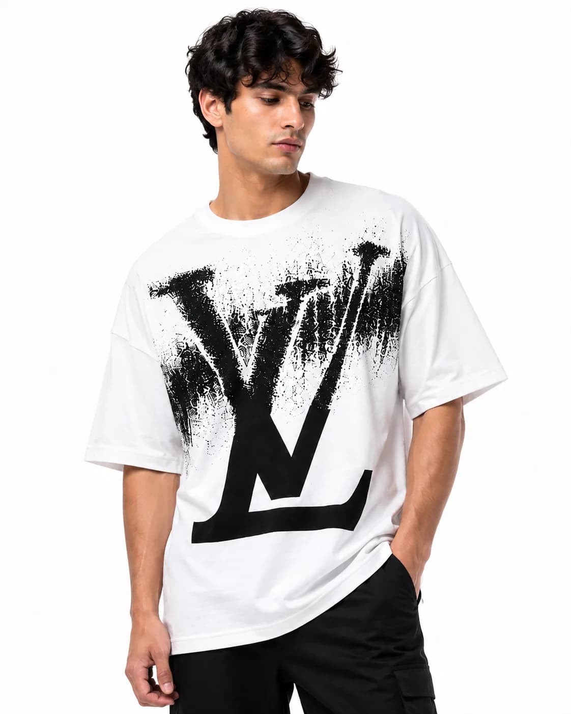 Men's Premium Quality Tee LV with Branded Logo | White — view 3